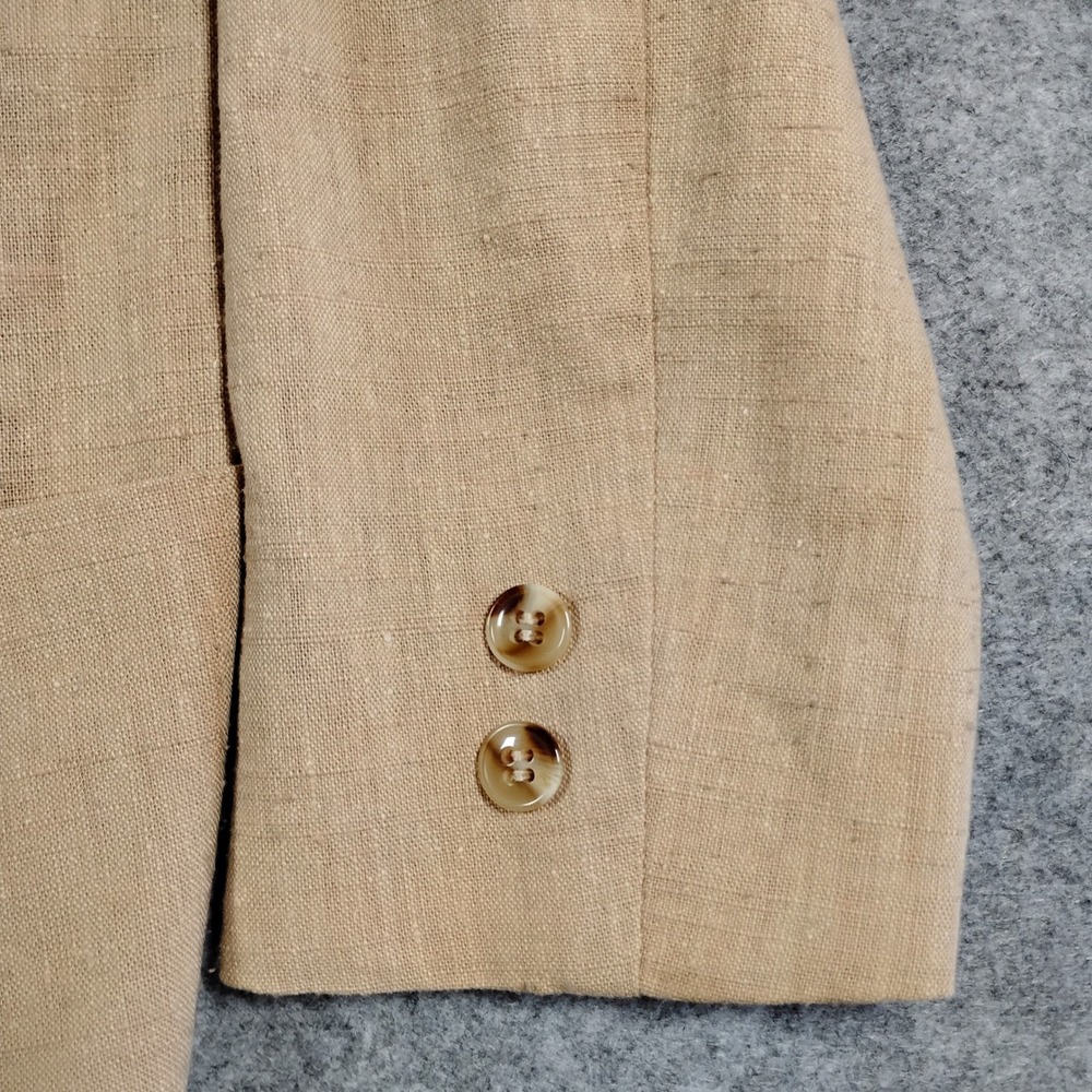 Schrauer Sport Vintage Tan Linen Textured Blazer Jacket Size 8 Beige - Picture 2 of 10
